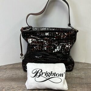 Brighton CHER Croc Patent Leather Shoulder Bag with Duster/Storage Bag D446849
